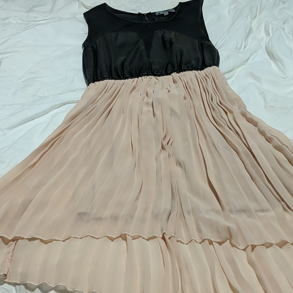 Sheer Dress with Leather Detail